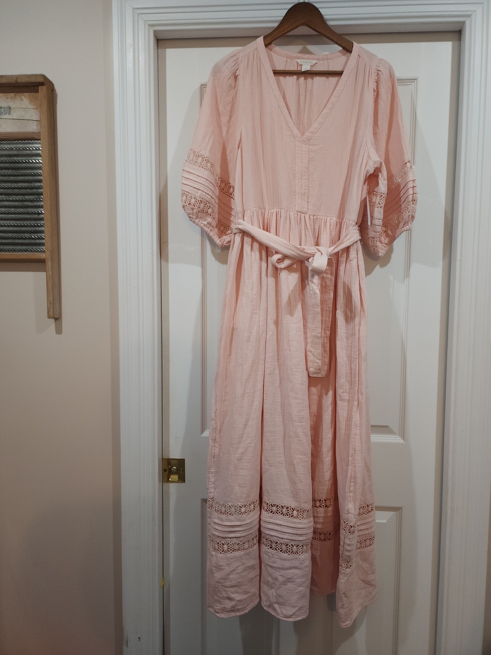 Caslon Soft Blush Maxi Dress with Crochet Details